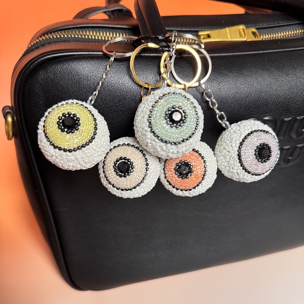 Nude- Eyeball Beaded Bag Charm